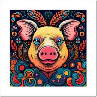 Porky the Psychedelic and Colorful Pig Posters and Art